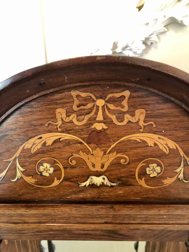 Antique Edwardian Inlaid Rosewood Overmantel Mirror - Image 10